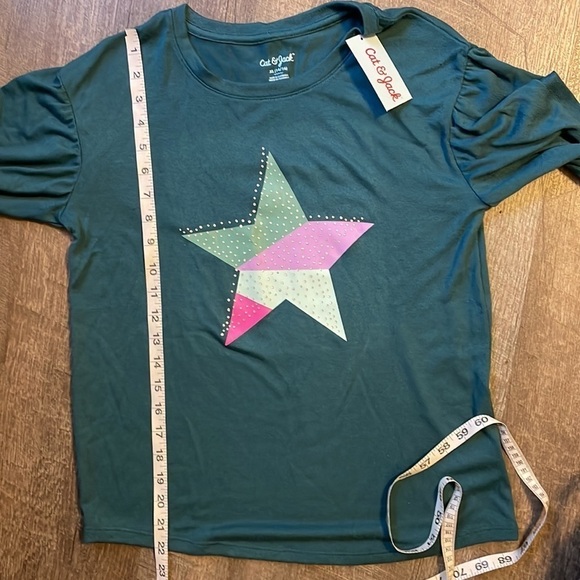 Cat & Jack Teal Star Graphic Knit Sweater size XL (14/16) Recycled Materials - Picture 15 of 16